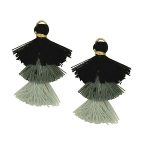 Tassels Triple Black Grey Silver 2pcs